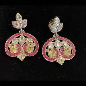 Pink and rhinestones earrings